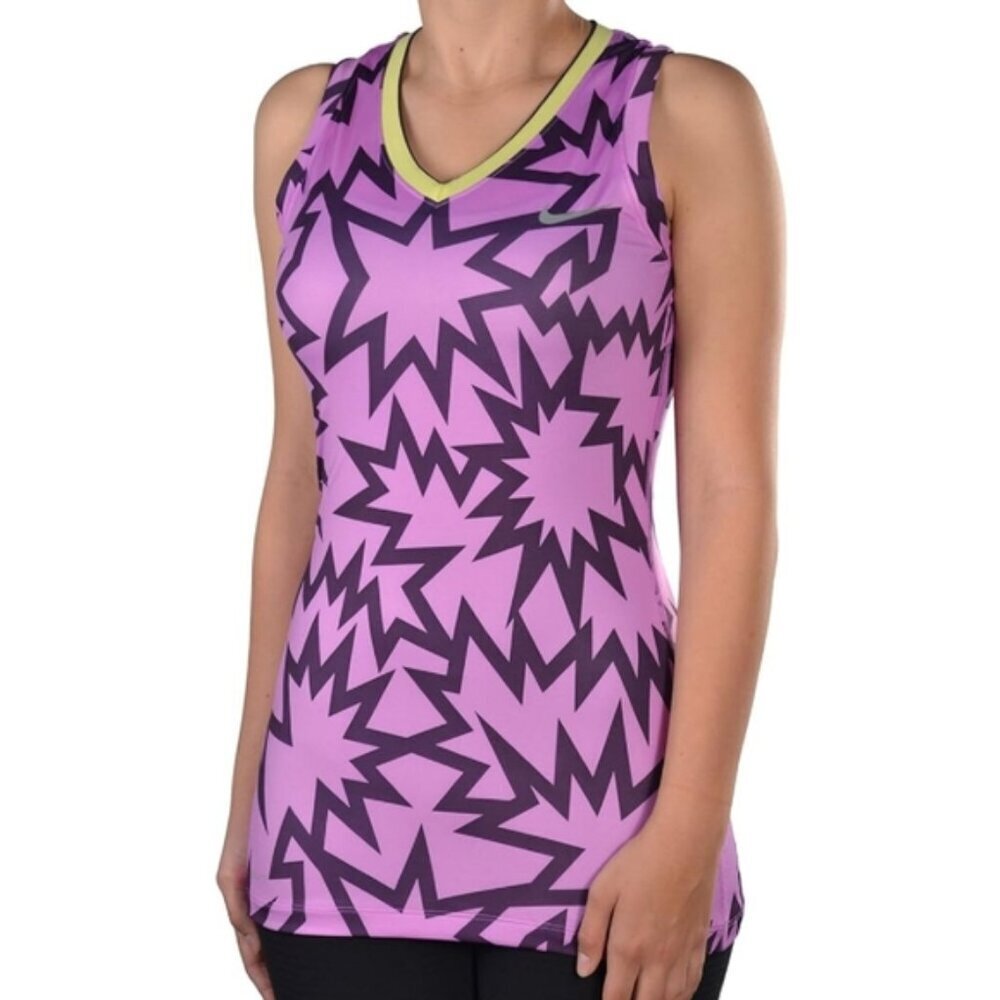 Nike Pro Drifit Kapow Tank Top Vneck Sleeveless Purple Fitted Sporty Athletic